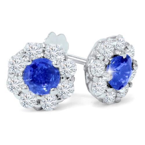  Women Jewelry Round Ceylon Sapphire Diamond Ladies Stud Earring   Gemstone Earring