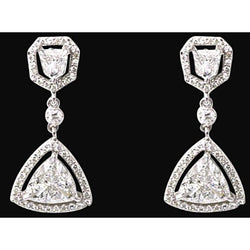 3.50 Carat Trillion Diamonds Chandelier Earrings White Gold Earring