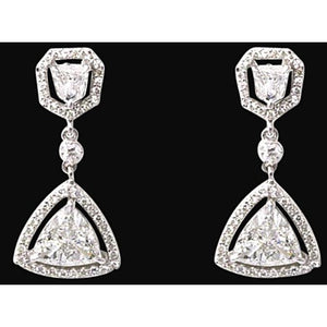 3.50 Carat Trillion Diamonds Chandelier Earrings White Gold Earring Chandelier Earring