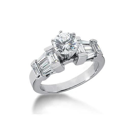 Diamonds Engagement White Gold New Solitaire Ring with Accents