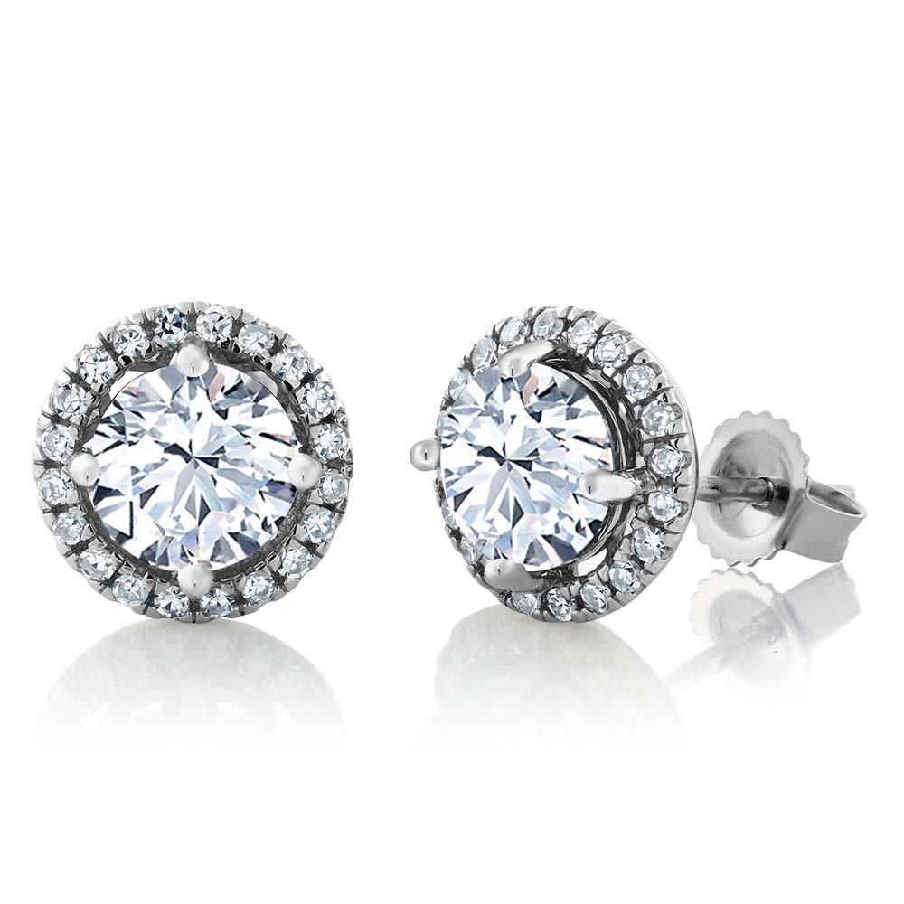  Gorgeous Round Cut Diamonds Stud Earrings Halo White Gold Halo Stud Earrings