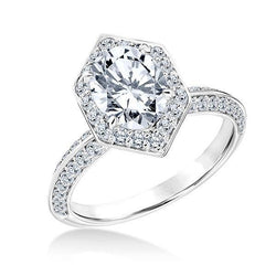 Real  3.50 Carats Oval And Round Cut Diamonds Engagement Ring