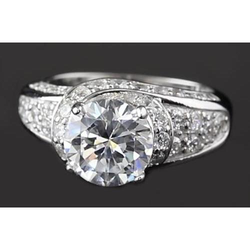 Antique Style White Elegant Gold Anniversary  Pave Setting Anniversary Ring Round Diamond Anniversary Ring