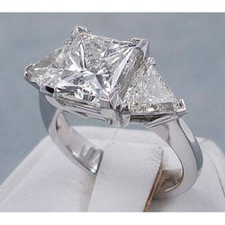 3.50 Carats Princess Cut Trilliant Diamond 3 Stone Engagement Ring