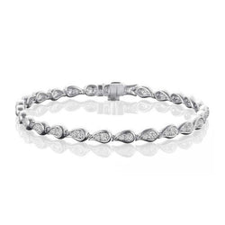 3.50 Carats Round Cut Lab Grown Diamonds Ladies Bracelet White Gold 14K