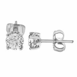 3.50 Carats Round Cut Diamonds Ladies Studs Earrings White Gold