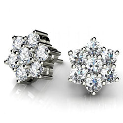 3.50 Carats Round Cut Natural Earth Mined Diamonds Women Studs Earring White Gold 14K