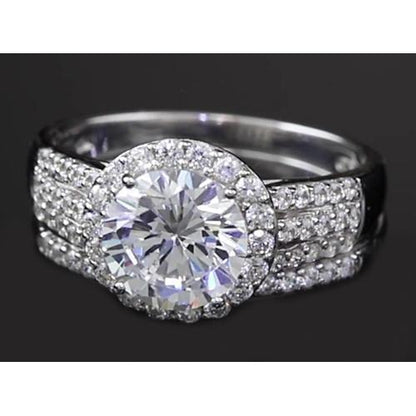 3.50 Carats Round Halo Setting Engagement Ring Vs1 F Halo Ring