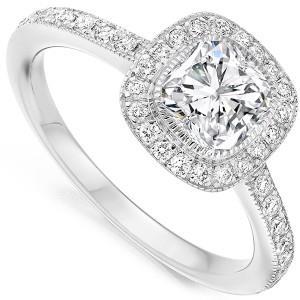 3.50 Ct Cushion And Round Cut Diamonds Wedding Halo Ring White Gold 14K Halo Ring