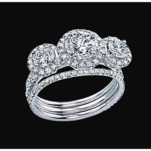 3.50 Ct. Diamond Three Stone Ring Beautiful White Gold Ring Engagement Ring Set