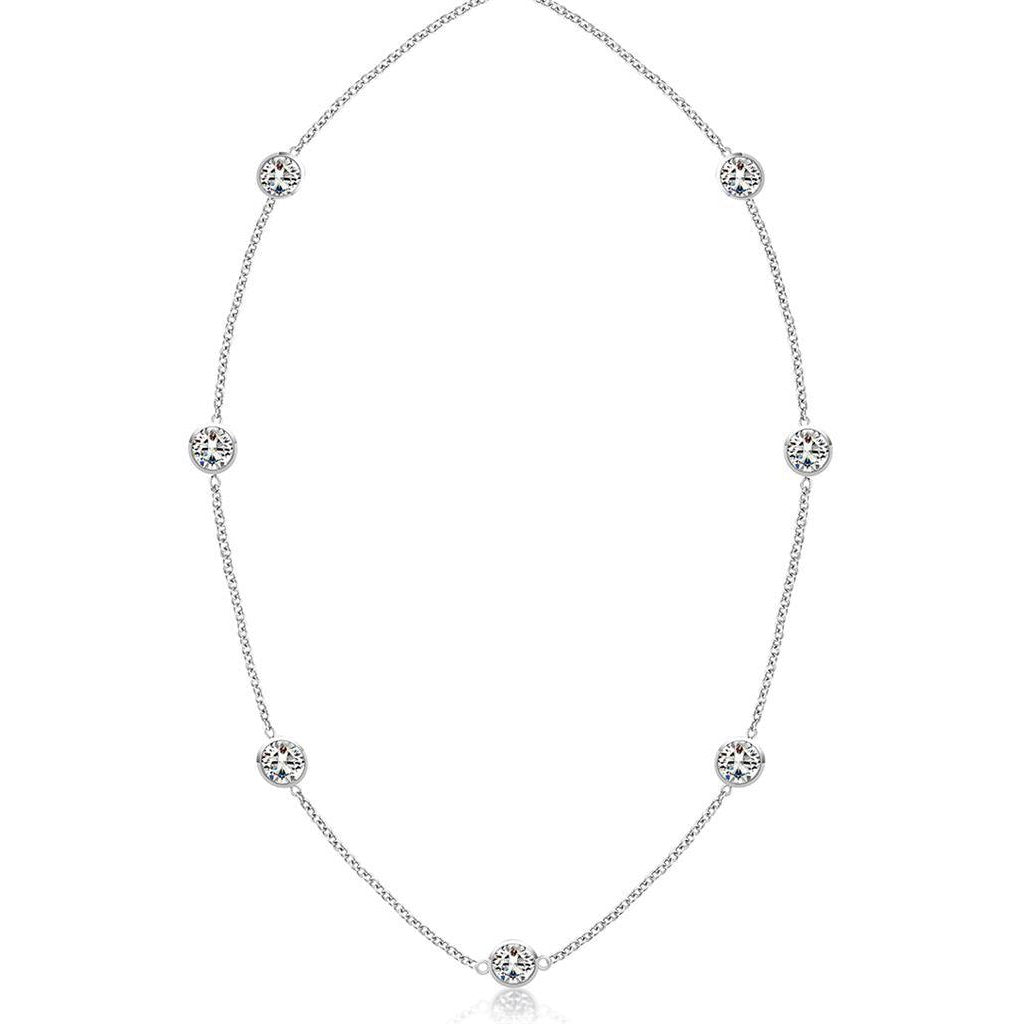 3.50 Ct Diamonds Yard Necklace 18 Inches Bezel Setting White Gold 14K Necklace