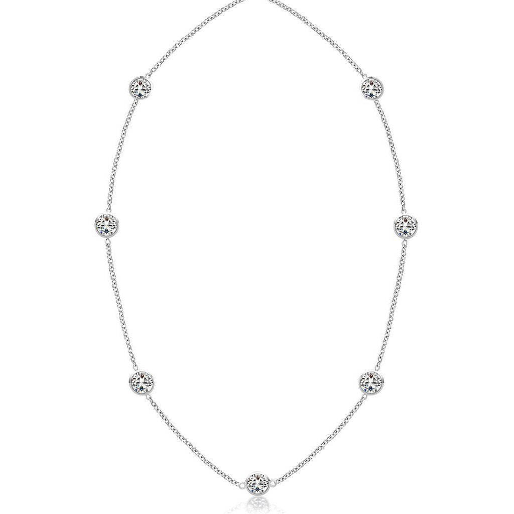 3.50 Ct Diamonds Yard Necklace 18 Inches Bezel Setting White Gold 14K ...