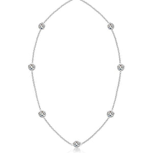 3.50 Ct Diamonds Yard Necklace 18 Inches Bezel Setting White Gold 14K Necklace