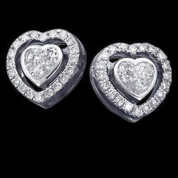 2.40 Ct. Heart Cut Diamond Stud Halo Earring White Gold