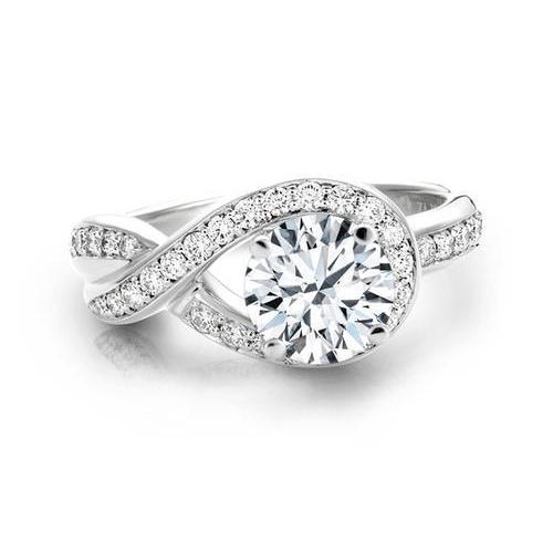 New Style  Sparkling Unique Lady’s Solitaire Ring with Accents White Gold Diamond  