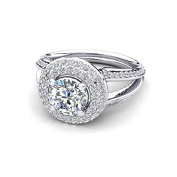 3.50 Ct Round Natural Earth Mined Diamond Wedding Halo Ring