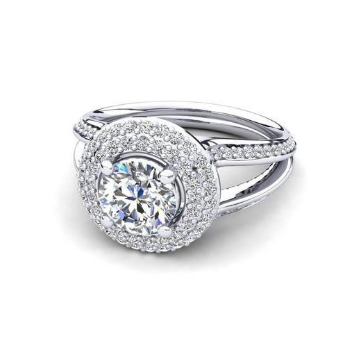 3.50 Ct Round Cut Diamonds Wedding Ring Halo With Accent Halo Ring