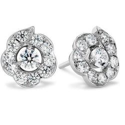 3.50 Carats Sparkling Round Diamond Halo Lady Stud Earrings
