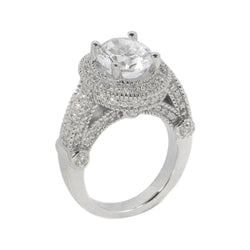Real  3.50 Carat Diamond Engagement Ring Luxurious Antique White Gold 14K