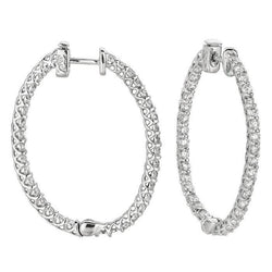 3.51 Carat Diamonds 5 Pointer Hoop Earrings White Gold 14K New Earring