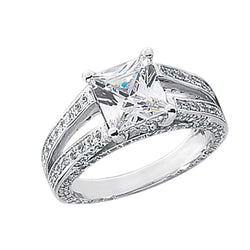 Genuine   Diamond Anniversary Fancy Ring 3.51 Carat Princess Diamond Gold White