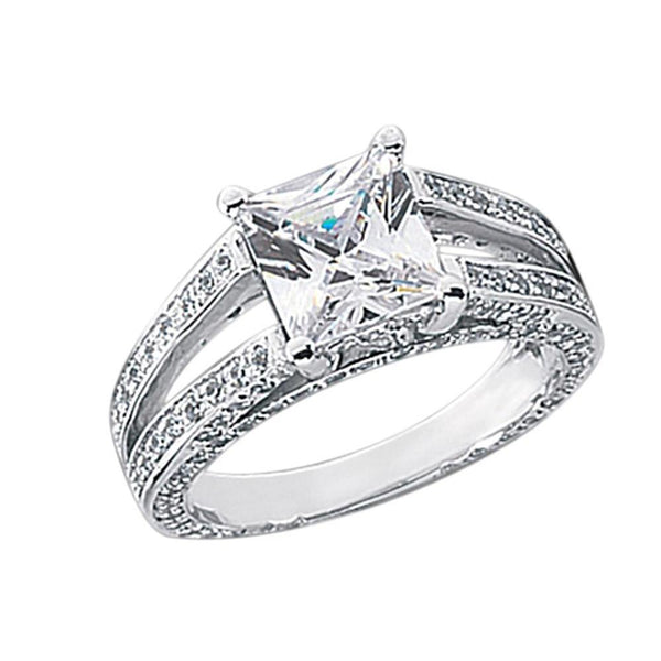  Vintage Style White Elegant Woman's Anniversary  Diamonds Anniversary  Fancy Ring Princess Diamond Gold White Anniversary Ring
