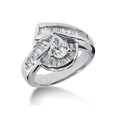 3.51 Ct. Pear Cut Engagement Fancy Ring Gold Diamonds F Vvs1 Engagement Ring