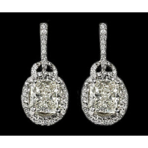 3.51 Ct. Radiant Cut Diamonds  Lever Backs White Gold Earring Dangle Earrings