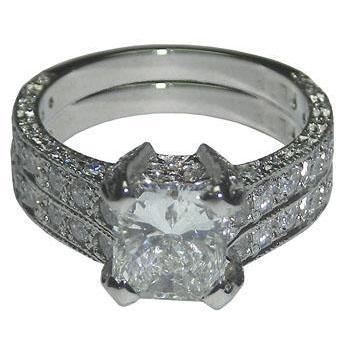 3.50 Cts Diamond Engagement Ring And Band Set White Gold 14K