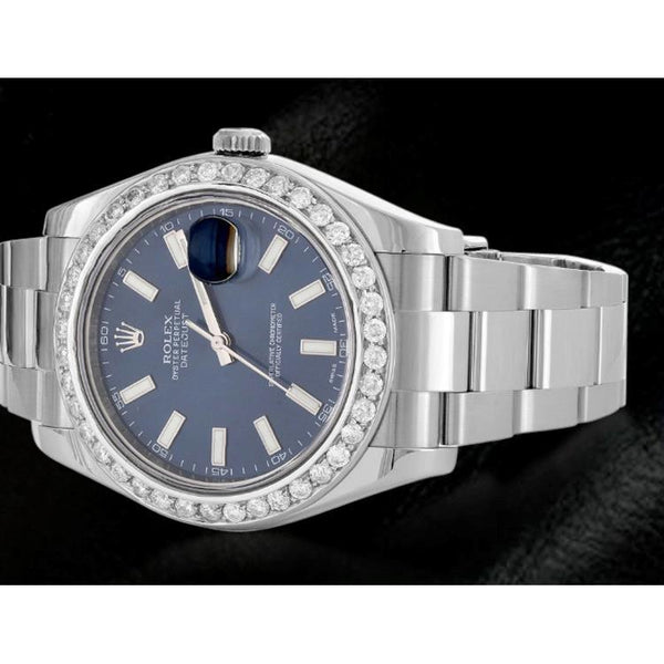 Rolex Rolex Date Just Ii 41 Mm Blue Dial Mens Watch Ss Bracelet