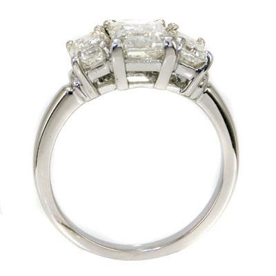 Three Stone Ring 1.50 Ct Prong Set Emerald Cut Diamond Ring Three Stone