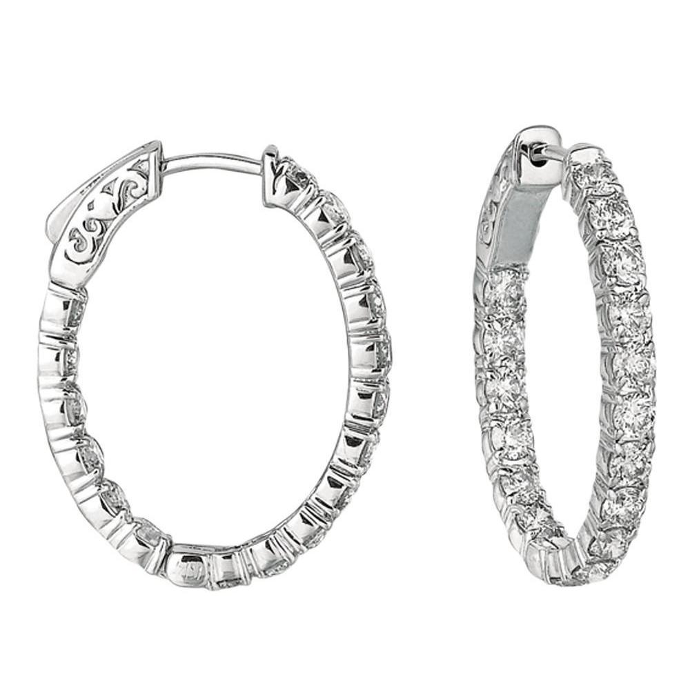 3.57 Carat Diamonds Hoop Earring Oval Shape Hoop Earring 10 Pointer Diamond White Gold Hoop Earrings