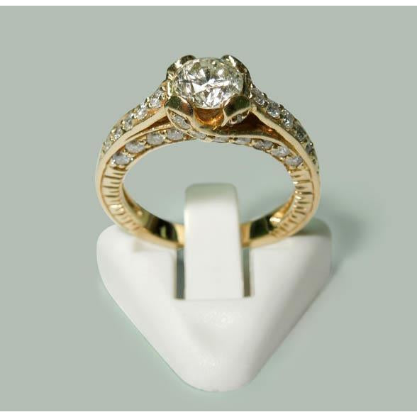 Solitaire Ring with Accents 2 Carat Diamonds Jewelry Engagement Ring Yellow Gold