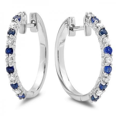  Gorgeous fancy Ceylon Sapphire And Diamond Hoop Earrings Gemstone Earring