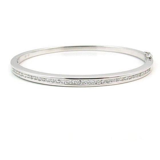 3.6 Ct Round Diamond Bangle 14K White Gold Bangle