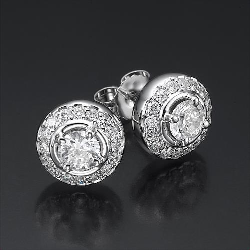 Gorgeous Round Cut Diamonds Lady Studs Earrings 