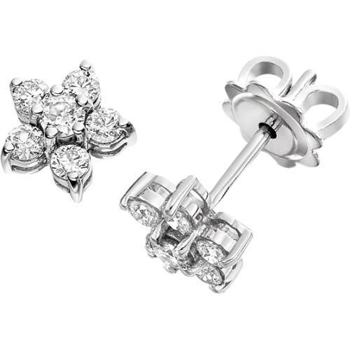 New  Round Diamond Stud Earrings Women White Gold Jewelry New Stud Earrings