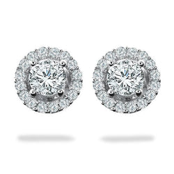 3.60 Carats Round Halo Natural Earth Mined Diamond Stud Earring White Gold Jewelry
