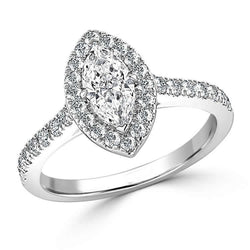 3.60 Carats Marquise And Round Diamond Ring White Gold 14K