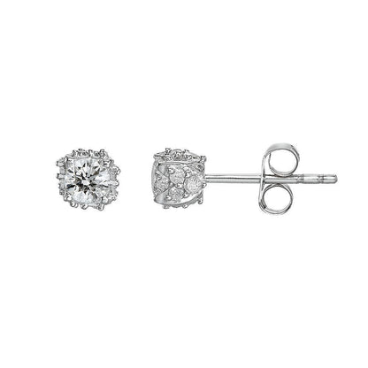  Brilliant Cut Sparkling Diamonds Princess Cut Vintage Style White Gold Diamond S Stud Earrings