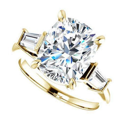 3.60 Ct. Cushion Center Diamond Three Stone Anniversary Ring