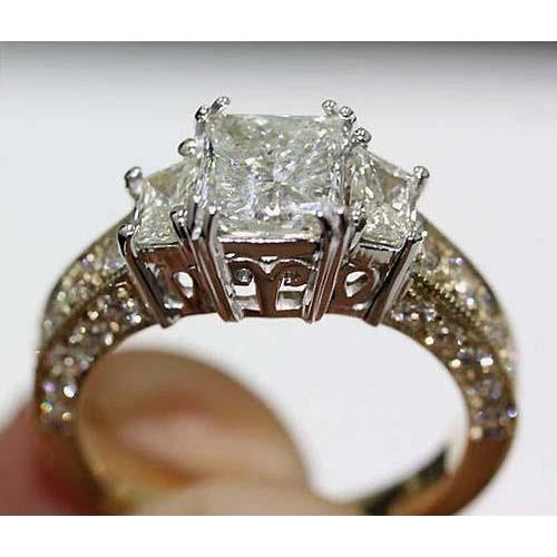 3.65 Carat Diamond F Vs1 Three Stone Diamond Ring Three Stone Ring