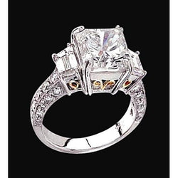 3.66 Carat Diamond Three Stone Ring Two Tone 14K New