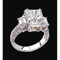 3.66 Carat Natural Earth Mined Diamond Three Stone Ring Two Tone 14K New