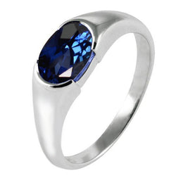 Sparkling 2 Carat Oval Ceylon Blue Sapphire Solitaire Ring