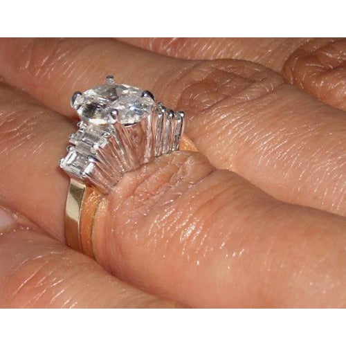 Engagement Ring Oval Diamond Ring Antique Look 1.5 Carats Two Tone Jewelry New