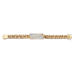 3.70 Carats Sparkling Natural Earth Mined Diamonds Mens Bracelet Yellow Gold 14K