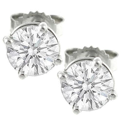 3.70 Carats Natural Earth Mined Diamond Studs Earring White Gold 14K