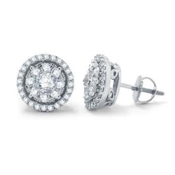 4.70 Carats Women Studs Halo Earrings Round Cut Diamonds