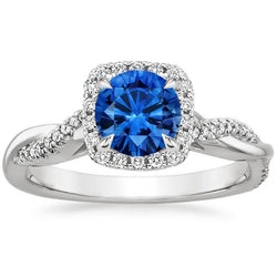 3.70 Ct Brilliant Cut Sri Lanka Blue Sapphire And Diamonds Ring
